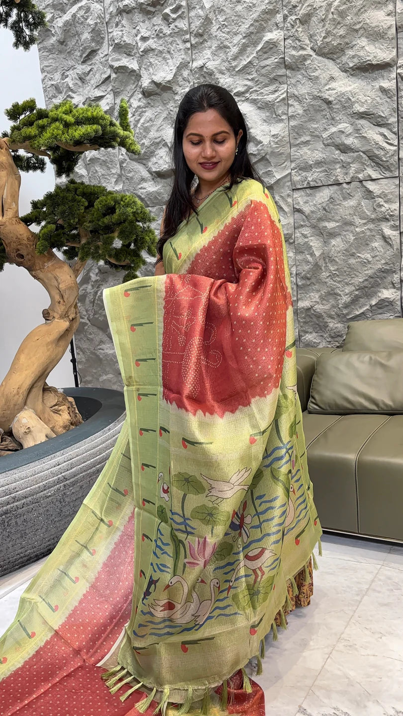 Soft Crush Kota Saree With Shades Pattern - RED